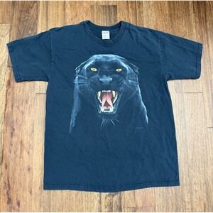 Anvil Vtg 90s Human Tees Black Panther T-Shirt Leopard Tiger Mens Size Large